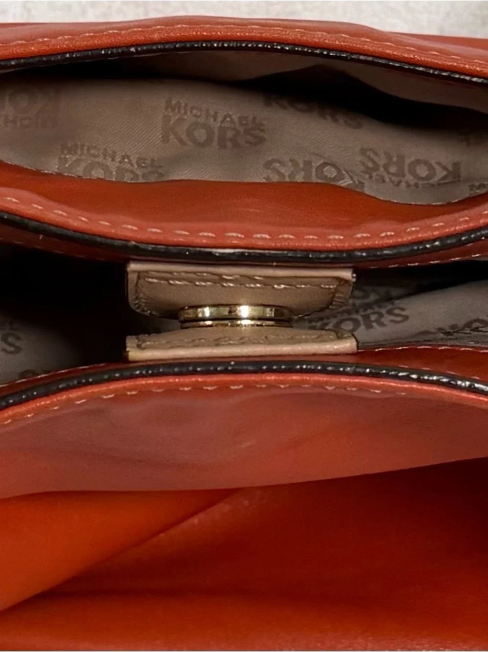 Michael Kors Orange Leather Tote with Tan Straps